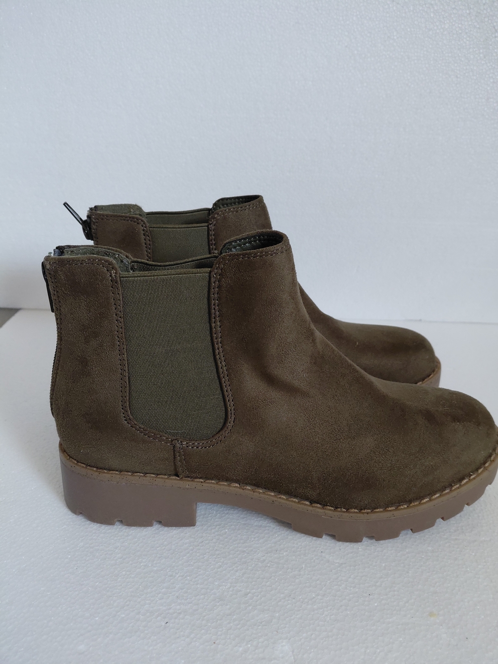 Olive Suede Chelsea Boots